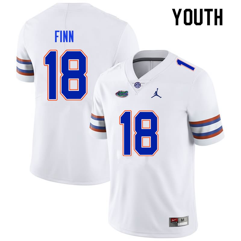 NCAA Florida Gators Jacob Finn Youth #18 Nike White Stitched Authentic College Football Jersey OWG2064JV